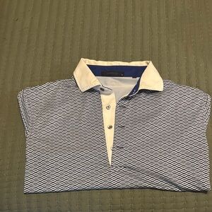 Greyson Men's Blue and White short sleeve pull over Polo Shirt